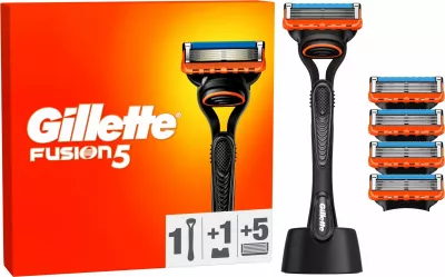 Briskë rroje Gillette Fusion5, 5 tehe rezervë + mbajtëse, e kuqe