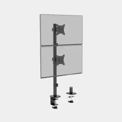 Mbajtëse monitori dual tavoline VONHAUS 3000112 për 2 ekrane 13-32", VESA 75x75-100x100, clamp/grommet, e zezë