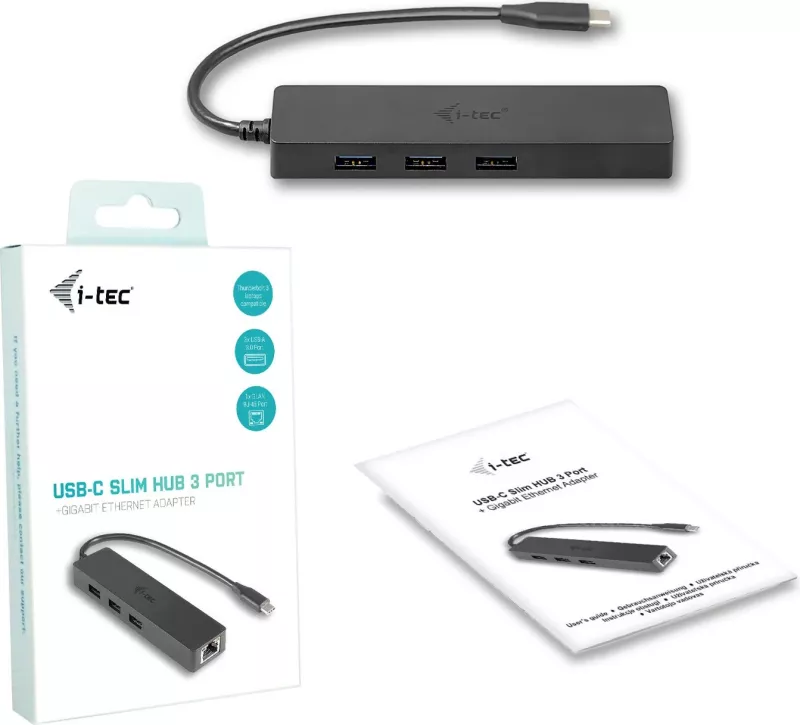 HUB USB-C I-Tec Advance, 3 porta USB 3.0 + Gigabit Ethernet, i zi