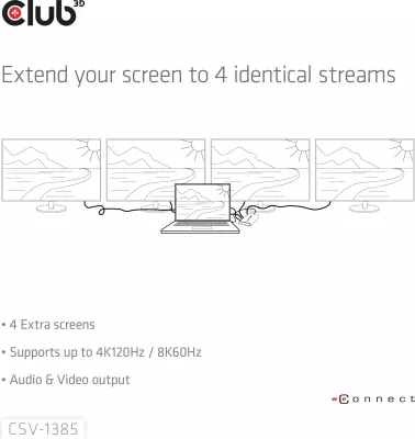 Splitter HDMI Club3D 1 në 4, 4K120Hz, i zi