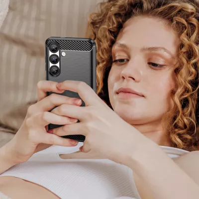 Mbështjellës Hurtel Carbon Case për Samsung Galaxy XCover 7 Pro, TPU, i zi