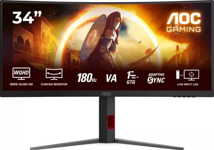Monitor gaming AOC CU34G4 34" WQHD 3440x1440 180Hz 1ms HDR10 i lakuar, i zi/kuq