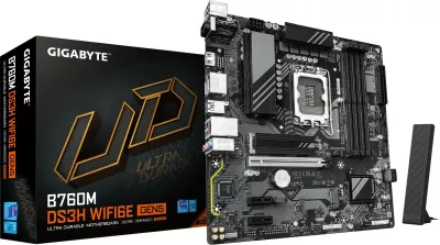 Pllakë amë Gigabyte B760M DS3H WF6E GEN5, micro ATX, PCIe 4.0, WiFi, Bluetooth