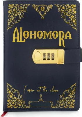 Fletore Pyramid International Harry Potter Alohomora A5, hardcover, e vijëzuar, me kyç me kod, 120 fletë, blu e errët