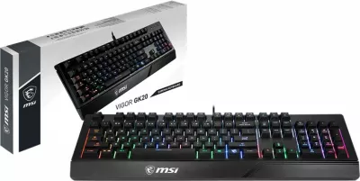 Tastierë MSI VIGOR GK20, Wired, USB, Membrane, RGB LED, Zezë