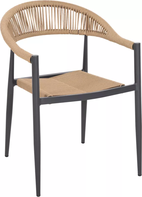 Karrige alumini GRET FH5854.02 gri qymyr-alumin-bezh PE rattan 56x55.5x78H