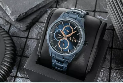 Orë dore për meshkuj Armani Exchange, navy blue