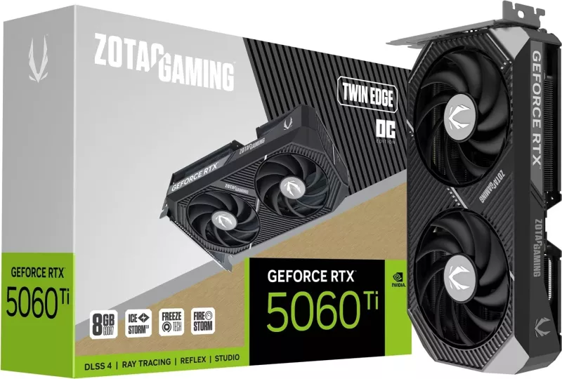 Kartë grafike ZOTAC GAMING GeForce RTX 5060 Ti Twin Edge OC, 8 GB GDDR7, e zezë