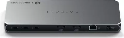 Docking station Satechi Thunderbolt 4, 2x USB-A, 2x HDMI, Ethernet, ngjyrë argjendi