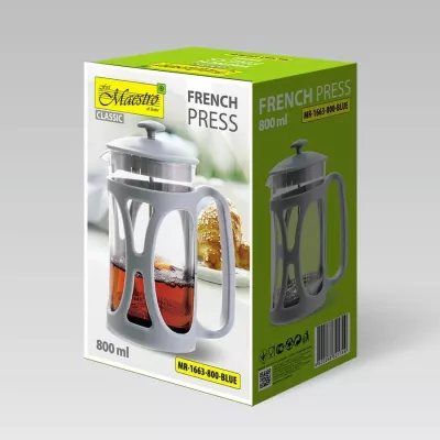 French press Maestro MR-1663, 800 ml, Blu