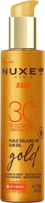 Vaj për trup dhe fytyrë me shkëlqim Nuxe Sun Radiance Glittering Oil SPF30 për femra, 150ml