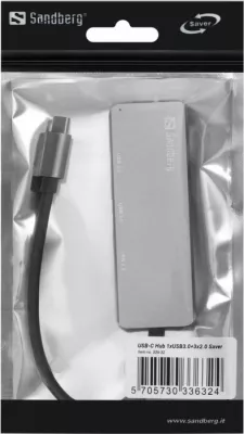 Hub USB-C SANDBERG 336-32, 1x USB 3.0 + 3x USB 2.0, argjendtë