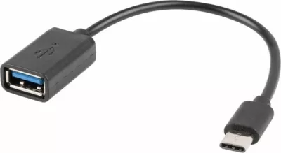Adapter USB-A në USB-C Lanberg AD-OTG-UC-01, USB 2.0, OTG, 15 cm, i zi