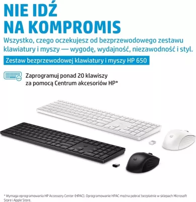 Set tastierë dhe maus wireless HP 650 Combo, të zeza