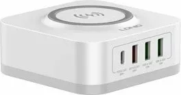 Karikues wireless LDNIO AW004, 32W, 3x USB-A + 1x USB-C, PD/QC, i bardhë
