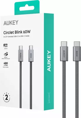 Kabllo USB-C në USB-C Aukey CB-DCC061 1 m 60W, gri