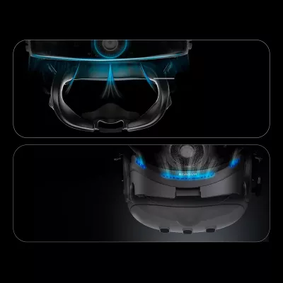 Ndërfaqe fytyre VR, BoboVR F3, për Meta Quest 3, rregullim distance, ventilim me tre kanale, e zezë