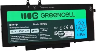 Bateri laptopi Green Cell DE166 për Dell, 4000 mAh, 15.2V, e zezë