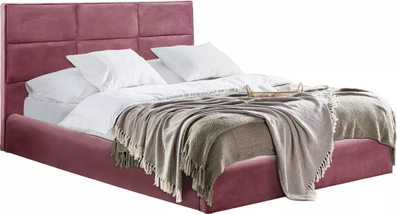 Krevet BRILEY FH583.02 në kadife ngjyrë rozë e pluhurosur me hapësirë ruajtjeje 160x200 cm