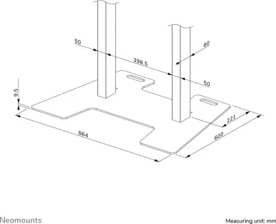 Platformë dyshemeje Neomounts FL55-875BL1, çelik, 864x600mm, e zezë