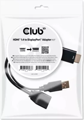 Adapter HDMI në DisplayPort Club3D, 0.18m, 4K, i zi
