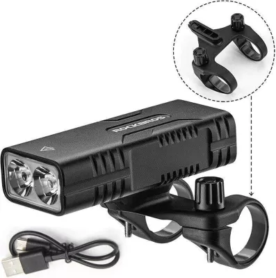 Dritë biçiklete Rockbros 24310002001 me powerbank 10000 mAh, 850 lm, e zezë