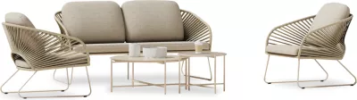 Set lounge për jashtë 5 pjesë VERMONT, metal, litar, xham, ngjyrë bezhë, FH6504.02