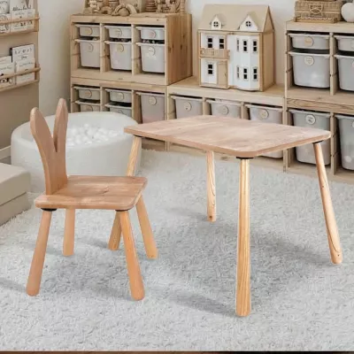 Set tavoline me karrige për fëmijë, Skye Decor, BLTYZ-AKTV060, ngjyrë lisi, 11 copë