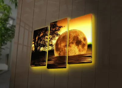 Pikturë dekorative me LED, 3 pjesë, Wallity, 3PATDACT-26