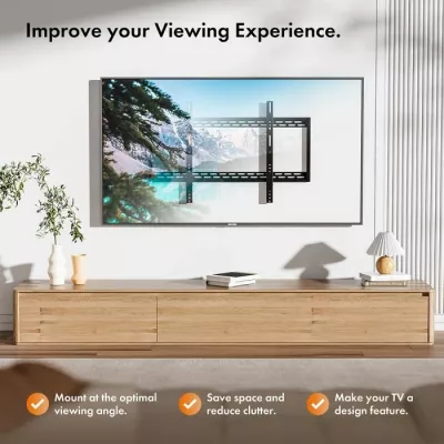 Mbajtëse fikse muri për TV VonHaus 3005092, 60-120\", deri 120 kg, VESA 200x200-900x600, e zezë