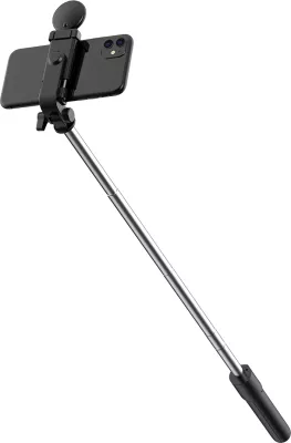 Selfie stick Hurtel WH1YXS tripod teleskopik 1m me llambë LED, mbajtëse telefoni, e zezë