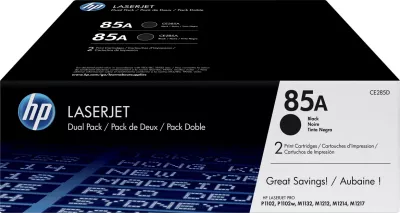 Toner HP 85A CE285AD rendiment 1600 faqe, e zezë, paketë dyshe