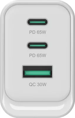 Karikues Conceptronic 3Port GaN, 2xUSB-C/1xA, 65W, i bardhë