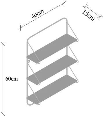 Raft muri prej druri bredhi të ngurtë me kornizë metali të zezë FH9115.01 40x15x60 cm