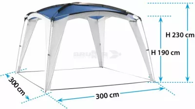 Pavilon kampingu BRUNNER Medusa II 0102034N.C30 300x300 cm, i gjelbër, set me 2 mure anësore + çantë
