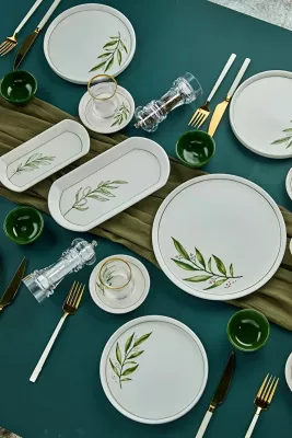 Set mëngjesi 23 pjesësh, Hermia Concept, Botanic 23KH, ngjyrë e gjelbër