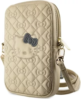 Çantë dore Hello Kitty Quilted Bows Strap, lëkurë artificiale, ari