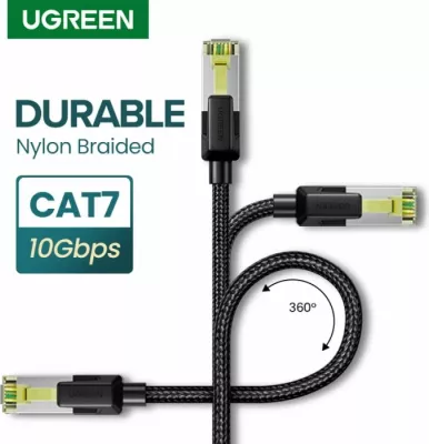 Kabllo Ethernet UGREEN 80421 Cat7 F/FTP RJ45 1m e zezë