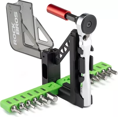 Set veglash për biçikletë Rockbros Mini Ratchet Tool Set, 12 bita, gjelbër transparent