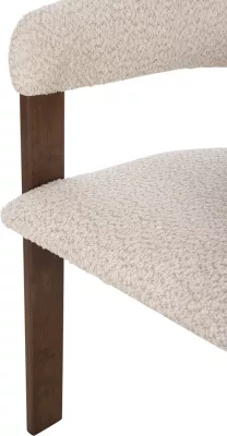Karrige për ngrënie ZARRA FH9970.03, dru gome, ngjyrë arre, pëlhurë boucle ecru, 55,5x59x81,5H cm, set prej 2 copash