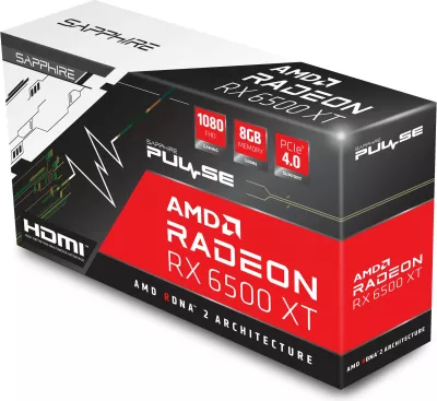 Kartelë grafike Sapphire PULSE Radeon RX 6500 XT, 8 GB, GDDR6, PCI Express x4 4.0, e zezë