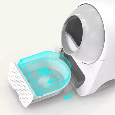 Kuti rëre automatike inteligjente për mace Catlink Pro ULTRA, kamerë 1080p, audio dy-kahësh, monitorim shëndeti, e bardhë