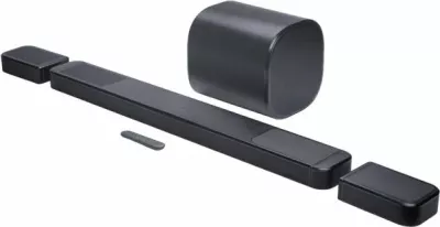 Soundbar JBL BAR 1300 MK2 2470W me subwoofer 8\" dhe altoparlantë rrethues wireless të shkëputshëm (set), i zi