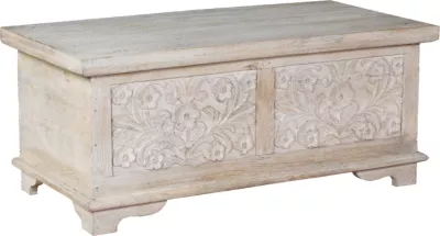 Arkë dekorative prej druri mango, ngjyrë natyrale decape, 80x40x34cm