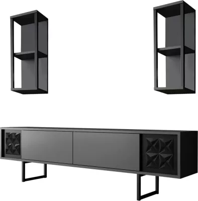 Set mobiljesh për dhomë dite Skye Decor, linjë e zezë, anthracite, e zezë