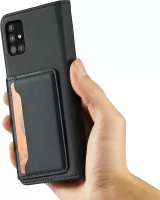 Mbështjellës Hurtel Magnet Card Case për Xiaomi Redmi Note 11 Pro, me kapak, portofol dhe qëndrim, i zi