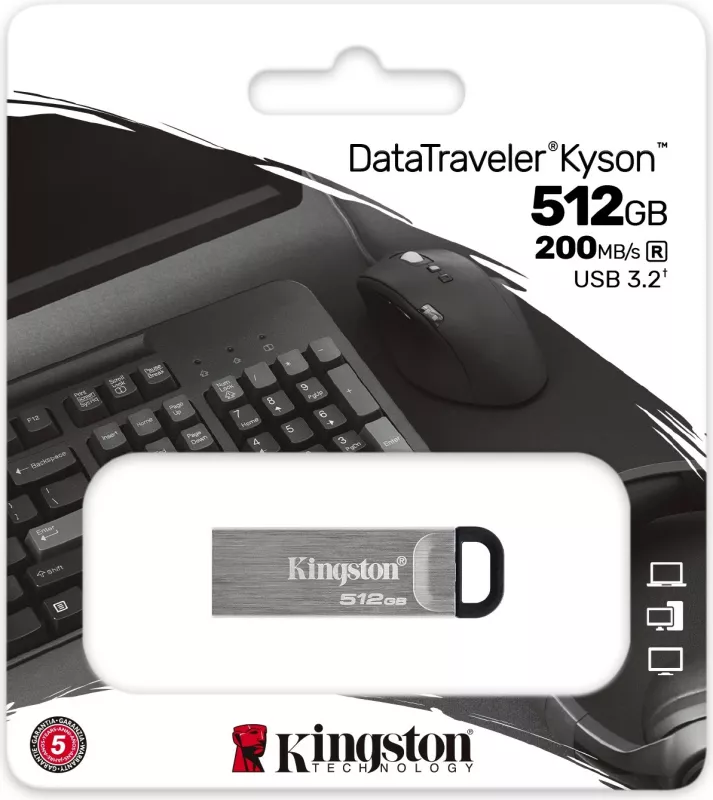 USB Kingston DataTraveler Kyson 512GB, USB Type-A, 3.2 Gen 1, Argjendtë