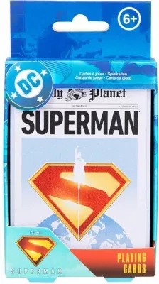 Karta loje Paladone Superman, set 52 karta + 2 jokera, me kuti metalike