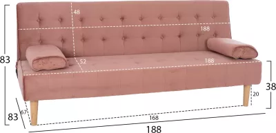 Shtrat divan WANDA FH3149.12 me kadife ngjyrë mollë të kalbur 188x83x83 cm