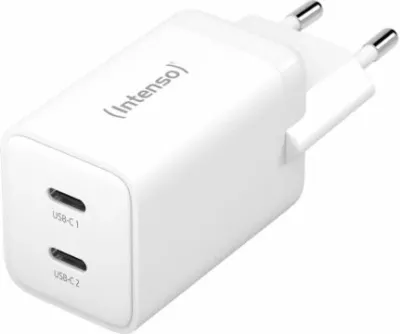 Karikues GaN INTENSO W40CC 40W 2x USB-C, i bardhë